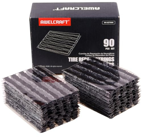 AWELCRAFT Tire Repair Strings 90pcs 4 Black, Automotive Tool Tire Repair Plugs for Tubeless Off-Road Tires Car, Bike, ATV, UTV, Wheelbarrow, Mower