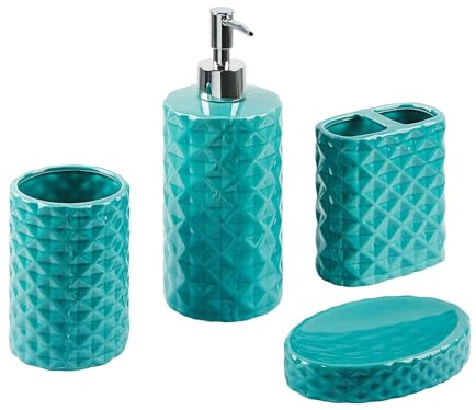 Badezimmer Set türkis 4-teilig aus Naturstein Dolomit Glamour glänzend Guatire