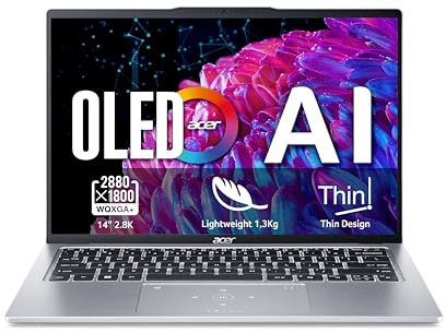 Acer Swift Go 14 AI Copilot+ PC SFG14-01-X4HC - Ordenador Portátil 14.5 WQXGA 120Hz (Snapdragon X Plus, 16GB RAM, 512 GB SSD, Qualcomm Adreno, Windows 11 Home) Gris, Teclado QWERTY Español