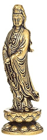 FENGSHUI-CAISHEN Guan Yin Statue, Quan Yin, Kwan Yin, Kuan Yin, Mutter Buddha, super Mini-Figuren aus reinem Kupfer, handgefertigt für Heimdekoration (C) | Handgefertigt, langlebig, heilend, Trost, ruhige Atmosphäre, Barmherzigkeit, mitfühlendes Gesicht, weibliches Buddha-Dekor