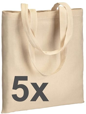 Artexia Borsa Shopper 2 pezzi - Borsa in Cotone 42x38cm - Materiale Tela 145/m2 (Naturale)