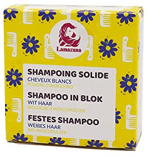 Lamazuna Festes Shampoo | Sulfatfrei & mit ätherischen Ölen | Mit Bio Indigopulver | Für weißes & graues Haar | Anti-Gelbstich-Effekt | Handgemacht aus Frankreich | 70 ml