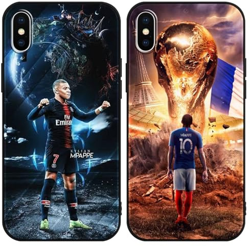 [2 Packs] Coque pour Apple iPhone X XS 5,8, Etui Football Légende Star Marrant Motif Design,Housse de Protection Doux TPU Silicone Antichoc Cover Coquille pour iPhone XS,M6