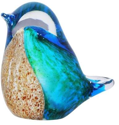 Ruhnjyg Glasvögel-Figuren, blaues Vogel- - Blaue Vogel-Kunstskulptur,Tischdeko für Zuhause, Kristall-Briefbeschwerer, Tierfigur für Bücherregale, Wohnzimmer, Schlafzimmer