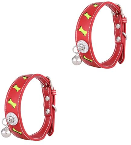 Supvox 2stücke Verstellbares Pu- - Für Haustiere Reflektierendes Mit Süßem Glöckchen Geeignet Für Hunde Und Rot