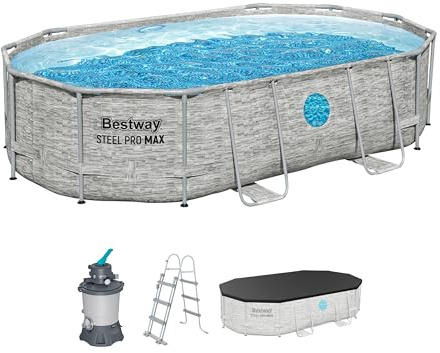 Bestway Juego de Piscina Ovalada Splashview de 16' x 10' x 42/4.88 m x 3.05 m x 1.07 m