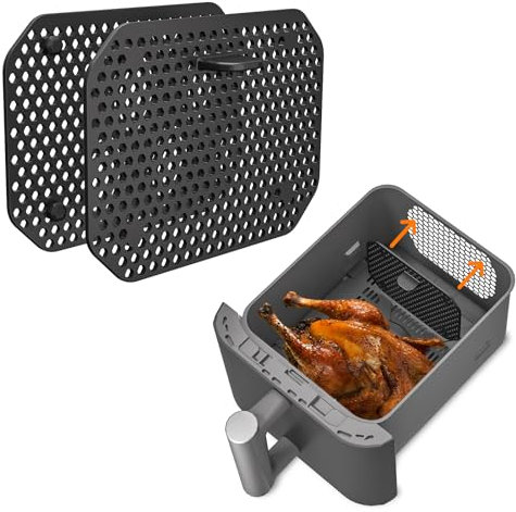 2 Stück Spritzschutz Heißluftfritteusen Zubehör Silikon Fettspritzschutz kompatibel mit Ninja Double Stack SL400EU Spülmaschinengeeignet Hält Heizspirale und Ventilator Sauber