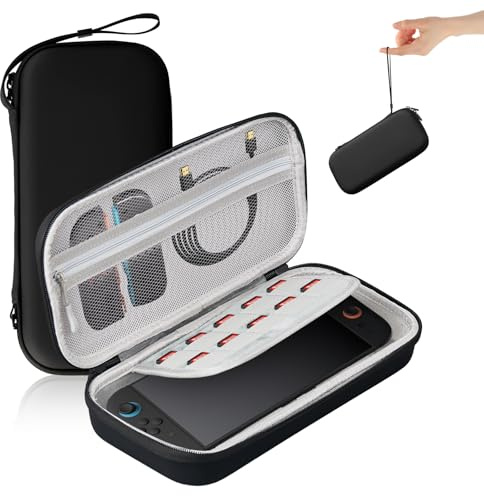 AriKroii Carrying Case for Nintendo Switch 2, Travel case with 10 Game Cartridges,Protective Portable Hard Shell Cas e Pouch Compatible with Nintendo Switch 2 Console & Accessories, Black