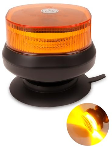 SUPAREE 12/24V Emergency Strobe Beacon Light Magnetic Flashing Warning Lights LED Amber Strobe Roof Lights E-MARK with Cigarette Lighter 12 Flashing Modes IP67 for Vehicle Truck Tractor