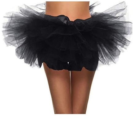 Women 5 Layers Tulle Skirt Teen Adult Tutu Short Skirts Fluffy Dance Ballet Skirt Christmas Halloween Rave Costumes Black