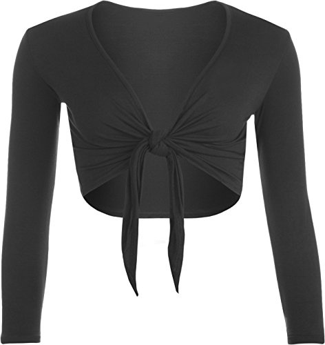 WearAll New Ladies Shrug Tie Up Long Sleeve Top Womens Szs 8-14