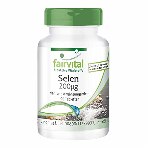 Fairvital | Selen 200µg - HOCHDOSIERT - VEGAN - aus Selenhefe - Gute Bioverfügbarkeit - 90 Tabletten