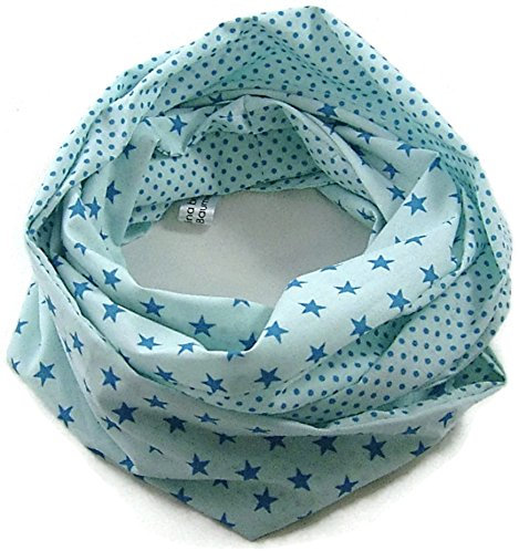 Kinder-Loop Schlauchschal Sterne Punkte mint petrol - 100% Baumwolle - bettina bruder®