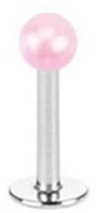 Paula & Fritz® Labret Piercing 8-mm 1,2-mm Lippenpiercing Stecker Ohr Silber Damen Herren Tragus Conch Kugel Stab Chirurgenstahl Perle Pink