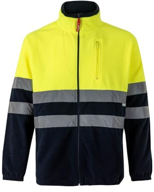 Velilla 183; Chaqueta Polar Bicolor; Color Azul Marino y Amarillo Fluor; Talla M