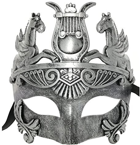 Ubauta Silberne antike griechische Spartaner Krieger römische Gladiator Maske, für Maskerade Kostüm Party/Karneval/Phantom der Oper/Ball