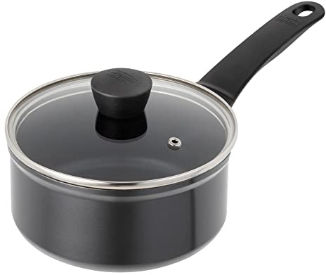 KUHN RIKON Easy Induction Stielkasserolle aus Aluminium mit Antihaftbeschichtung, 1,5 Liter/16 cm, Schwarz