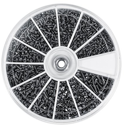 Set di Dadi e Bulloni, Akozon 600 Pezzi 12 Tipi di Bulloni e Dadi Piccoli M1 M1.2 M1.4 M1.6 Assortimento Viti in Acciaio Inox Kit Viti Occhiali Riparazione per Riparare Orologi e Piccola Elettronica