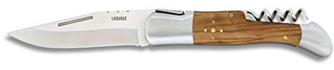 Albainox 10830 Navaja LAGUIOLE.M.Natural.Sacacorchos.10 Herramienta para Caza, Pesca, Camping, Outdoor, Supervivencia y Bushcraft + Portabotellas de regalo