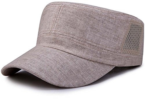 Yixda Unisex Army Military Flat Cap Sommer Mesh Baseballmütze Kappe (Beige)