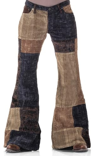 COMYCOM Cord Patchwork 70ger Hippie Damen Schlaghose 27/32
