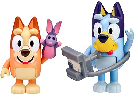Bluey and Bingo Photographer 2 Figure Playset Pack Articulated 2.5 Inch Action Figures Includes Toy Bob Bilby Puppet and Camera Official Collectable Toy