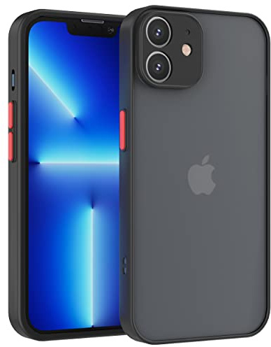 Mixroom - Cover Custodia per Apple iPhone 11 Bumper Opaco Protezione Fotocamera con Retro Semitrasparente Bordo Morbido in TPU Colore Nero