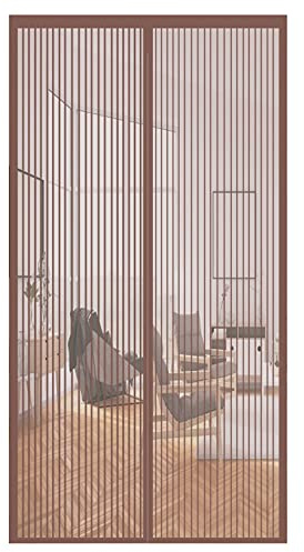 GOUER Magnetic Screen Door Curtain, 100x260cm Mosquito Bug Protection Fly Insect Screen Door Automatically Closing, for Door Balcony Door Living Room Patio Door, Brown