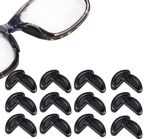 MMOBIEL 12x Ersatz für Universal Brillen-Nasenpads, weiches Silikon Luftkammer Anti-Rutsch-Nasenkissen für Brillen, Sonnenbrillen, Schutzbrillen – schwarz