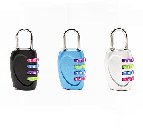 Lucchetto a combinazione con password a 4 cifre, 2 pezzi, nero, argento, blu, impermeabile, resettabile, codice di sicurezza, per scuola, palestra, capannone esterno