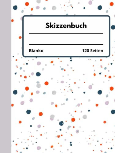 Skizzenbuch gebunden blanko: Notizbuch mit Konfetti Design Groß, 8.5x11, 120 Seiten, zum Zeichnen, Hardcover Buch für Frauen, Männer und Kinder