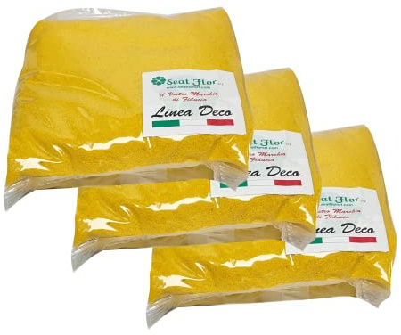 Farbiger Sand, Colored Sand, Beutel Sand, Sand zur Dekoration von Vasen 0,5 mm Beutel mit 3 kg (25 Farben erhältlich) (gelb)