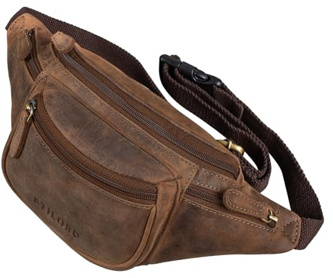 STILORD Eliah Vintage Gürteltasche aus Leder - Perfekt für Reisen, Festivals und Outdoor - Unisex Bauchtasche für Handy und Kamera Farbe:Cognac - Hellbraun