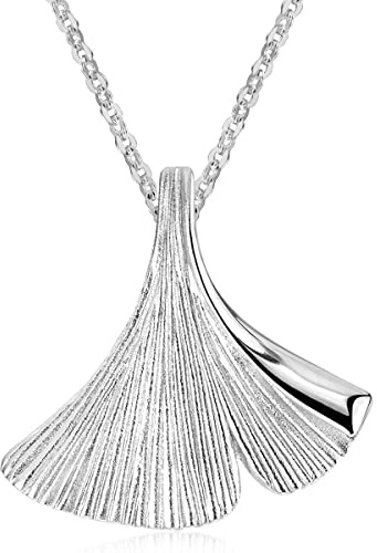 MATERIA by Matthias Wagner Damen Kettenanhänger Ginkgoblatt Silber 925 rhodiniert mit Kette KA-12-Silber