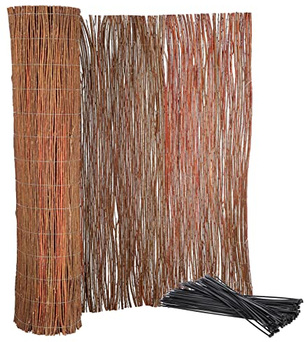 KOTARBAU® Malla de ocultación, 140 x 500 cm, Rollo de 5 Metros, Valla de Mimbre, Cerca, Malla para ocultación y decoración de ambientes, Cañizo, Privacidad, Jardín, Balcón, Terraza, Bridas Incluidas