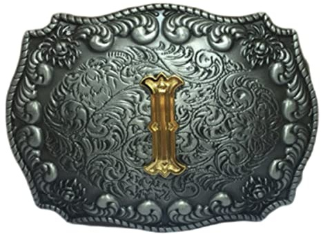 COOLLA Gürtelschnalle für Herren - Initiale Buchstaben ABCDEFG bis Z Western Rodeo Texas Cowboy große Gürtelschnallen, I, 9 cm
