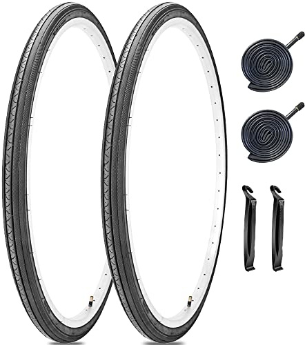 27 X 1 1/4 Bike Tire 27 Inch Road Bike Tires 32-630 Folding Bead Replacement Bicycle Tire Set (2 Tires 2 Tubes)