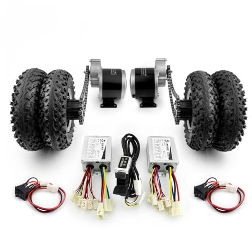 Kit d'entraînement à chaîne de Moteur Double de 350 W, Facile à Transporter, 300 kg, 200 x 50, Roue Tout-Terrain pour vélo électrique, brouette, 272,3 kg avec Marche arrière(24V350W Max 6kph)