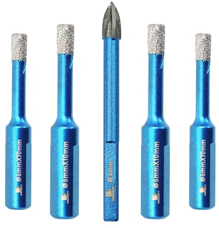 Punte Trapano Diamantate 6mm+6mm*4- BRSCHNITT foretto diamantato per Gres Porcellanato Piastrelle Ceramica granito Marmo(5 pezzi)