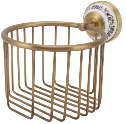 Goldener Toilettenpapierrollen-Aufbewahrungshalter, Ständer, Wandhalterung, Badezimmer-Toilettenpapierhalter, Aufbewahrung, Organizer, Korb, Antiker Messingpapierhalterkorb,Toilettenrollenhalter