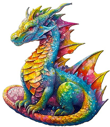Holzpuzzle Erwachsene, 280 Teile Drachen Holz Puzzle Erwachsene, 35.7x30.7cm Wooden Puzzle, Unregelmäßige Einzigartige Puzzle, Holzpuzzle Tierform, Holz Puzzle Mit Geschenkbox Aus Holz