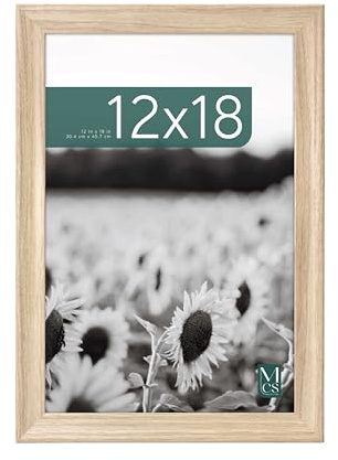 MCS Studio Gallery Classic 12x18 Picture Frame Natural Woodgrain Engineered Wood, Vertical & Horizontal Wall Hanging Large Picture Frame for Photos, Posters & Art Prints (1-Pack)