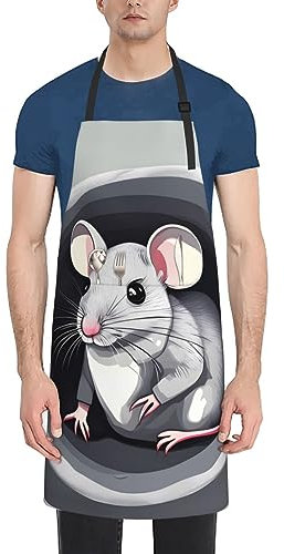 STejar Grembiule in tessuto Oxford impermeabile con topolino nel foro, cravatta regolabile, perfetto per cucinare e dipingere, regalo per donne, uomini, cuochi, regalo per adulti, nero, taglia unica