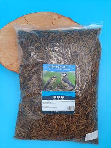 Futterbauer 1kg Soldatenfliegenlarven getrocknet, Premium Vogelfutter, Fischfutter, Futter für Reptilien und Nager, Proteinreiches Naturfutter wie Mehlwürmer