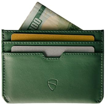 Vaultskin Kartenetui Herren - Slim Wallet mit RFID Blocker, Kreditkartenetui Leder für Geldscheine, EC Karten & Ausweis, minimalistisches Portemonnaie für Männer (Grün, MOORGATE)