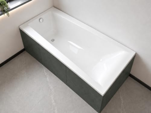 ECOLAM Badewanne LINDA 160x75 cm Einbauwanne Wanne Acrylwanne Rechteck | im Set Ablauf Füße Silikon direkt vom Hersteller Top Qualität echtes Sanitäracryl modern