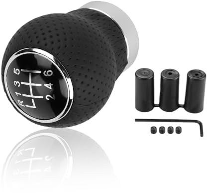 JNNJ Pomello Del Cambio Dell'auto Universale, Adattatore Del Pomello Del Cambio in Pelle, Manuale Universale Pomello Cambiamento Shifter Auto Con 3 Adattatori, Per Manuale Dell'auto(6-Velocità)