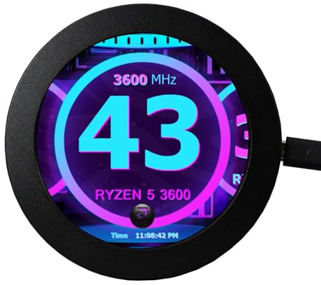 VSDISPLAY 2,8 Zoll 7,1 cm 480 x 480 IPS 450 nit LCD Kreismonitor | Micro-USB-Stromversorgung, für DIY-CPU, GPU-Temperatur, PC-Gehäuse-Display