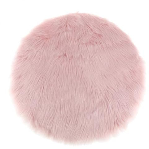 Folpus 4X Sitzkissen Kunstfell Matte Künstliche Schaffell Pad Bereich Teppich Sofa Stuhl Rosa 33cm