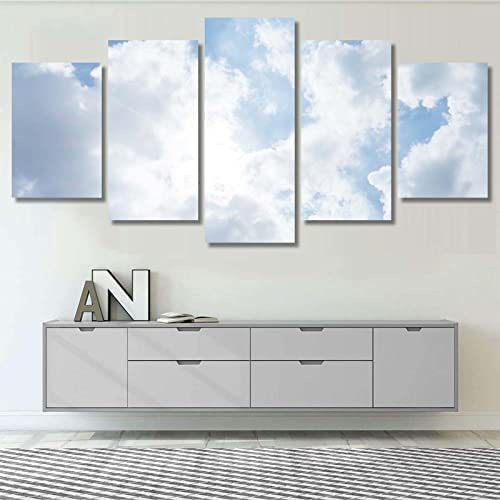 Leinwand Wandkunst Bilder Home Decor 5 Stück Blauer Himmel Wolkige Landschaft 150 X 100 Cm Gemälde Modulare Hd-Drucke Poster Wohnzimmer Schlafzimmer Hotelrestaurant Kinderzimmer -9W5C-K3G9-